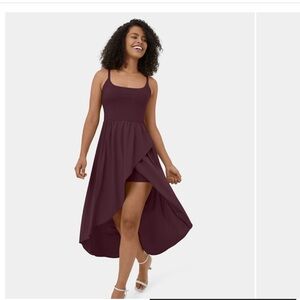 Breezeful Backless High Low 2-Piece Flowy Midi Quick Dry Casual Dress - M